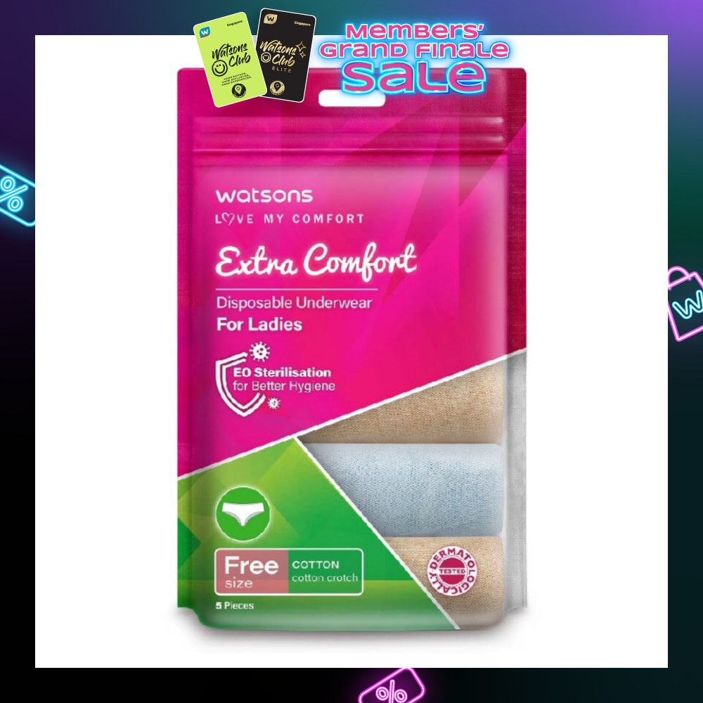 Extra Comfort Disposable Underwear for Ladies Free Size (Cotton, Dermatologically Tested) 5s