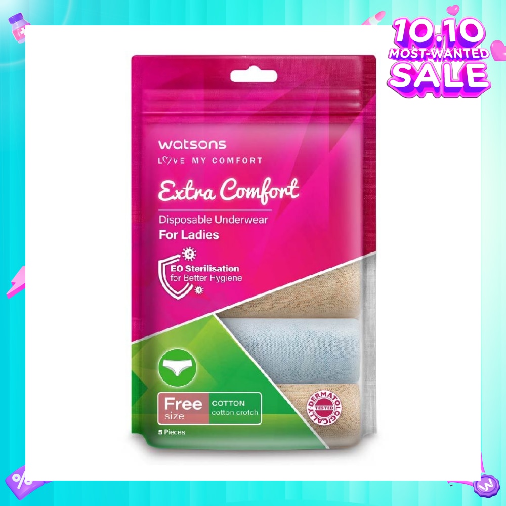 Extra Comfort Disposable Underwear for Ladies Free Size (Cotton, Dermatologically Tested) 5s