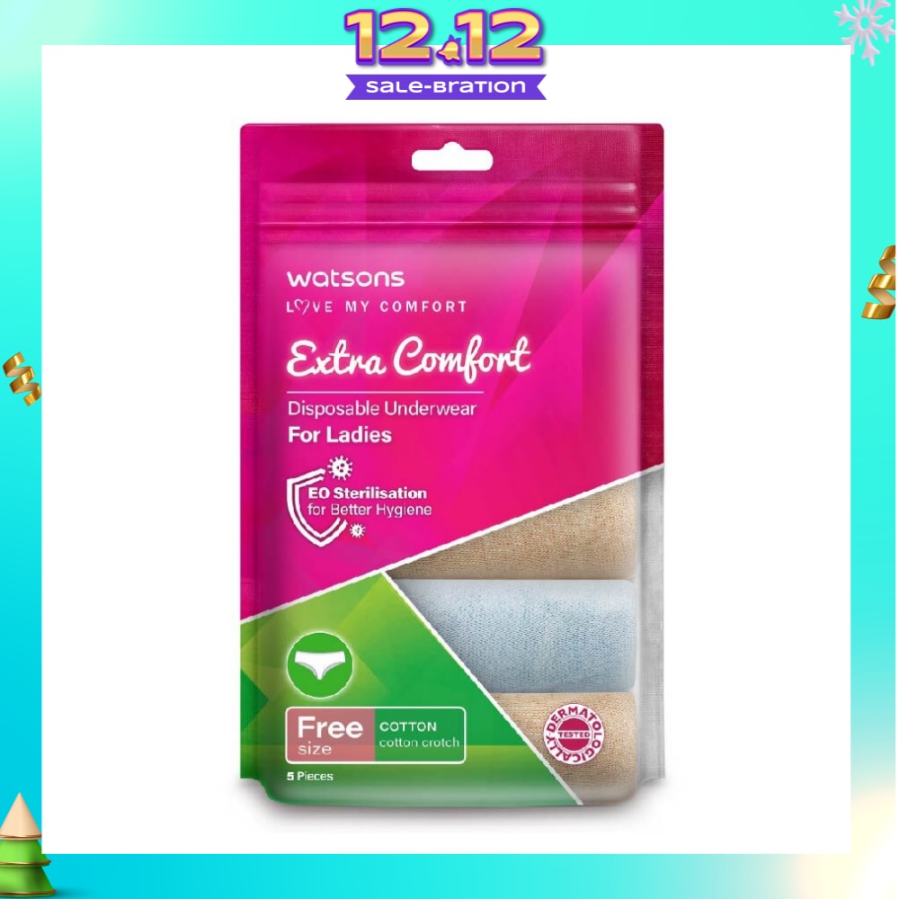 Extra Comfort Disposable Underwear for Ladies Free Size (Cotton, Dermatologically Tested) 5s