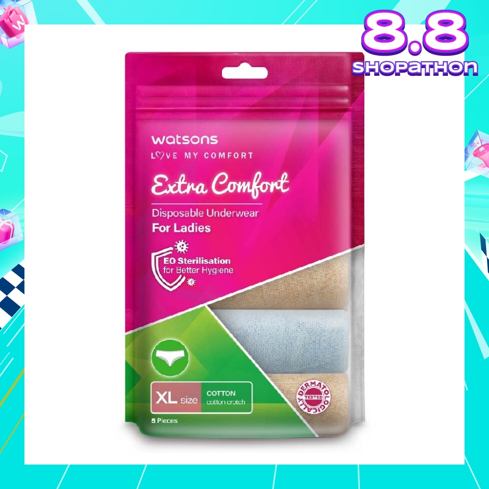 Extra Comfort Disposable Underwear for Ladies Size XL (Cotton, Dermatologically Tested) 5s