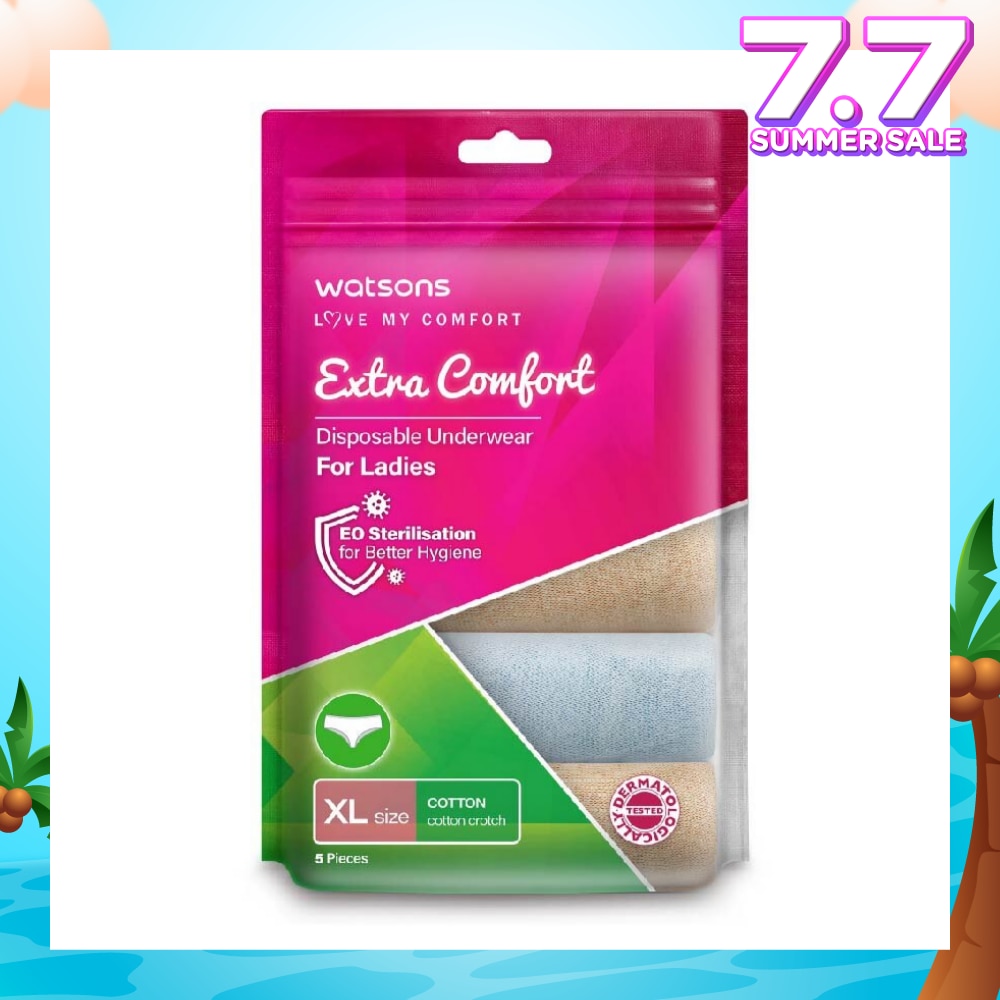 Extra Comfort Disposable Underwear for Ladies Size XL (Cotton, Dermatologically Tested) 5s