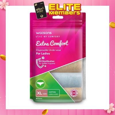 WATSONS Extra Comfort Disposable Underwear for Ladies Size XL (Cotton, Dermatologically Tested) 5s