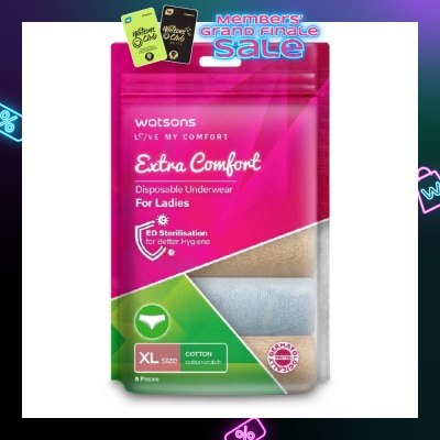 WATSONS Extra Comfort Disposable Underwear for Ladies Size XL (Cotton, Dermatologically Tested) 5s