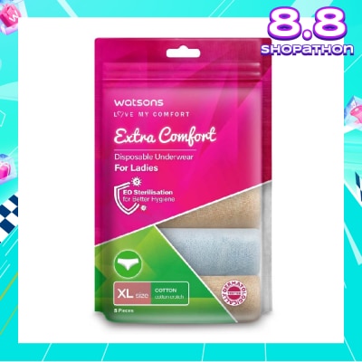 WATSONS Extra Comfort Disposable Underwear for Ladies Size XL (Cotton, Dermatologically Tested) 5s