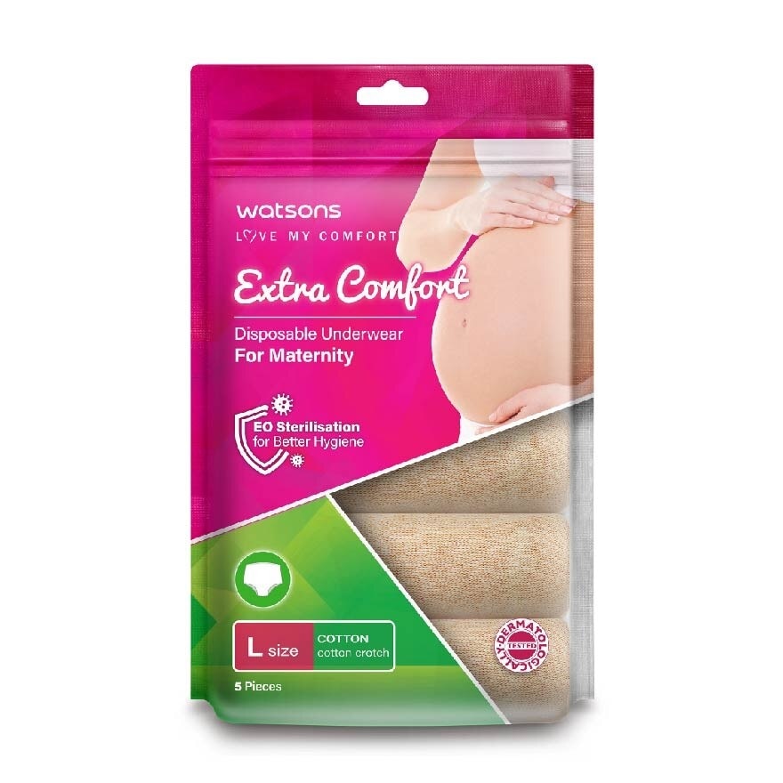 Extra Comfort Disposable Maternity Underwear for Ladies Size L (Cotton, Dermatologically Tested) 5s