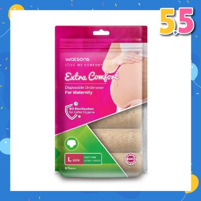 WATSONS Extra Comfort Disposable Maternity Underwear for Ladies Size L (Cotton, Dermatologically Tested) 5s