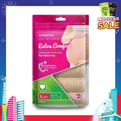 WATSONS Extra Comfort Disposable Maternity Underwear for Ladies Size L (Cotton, Dermatologically Tested) 5s