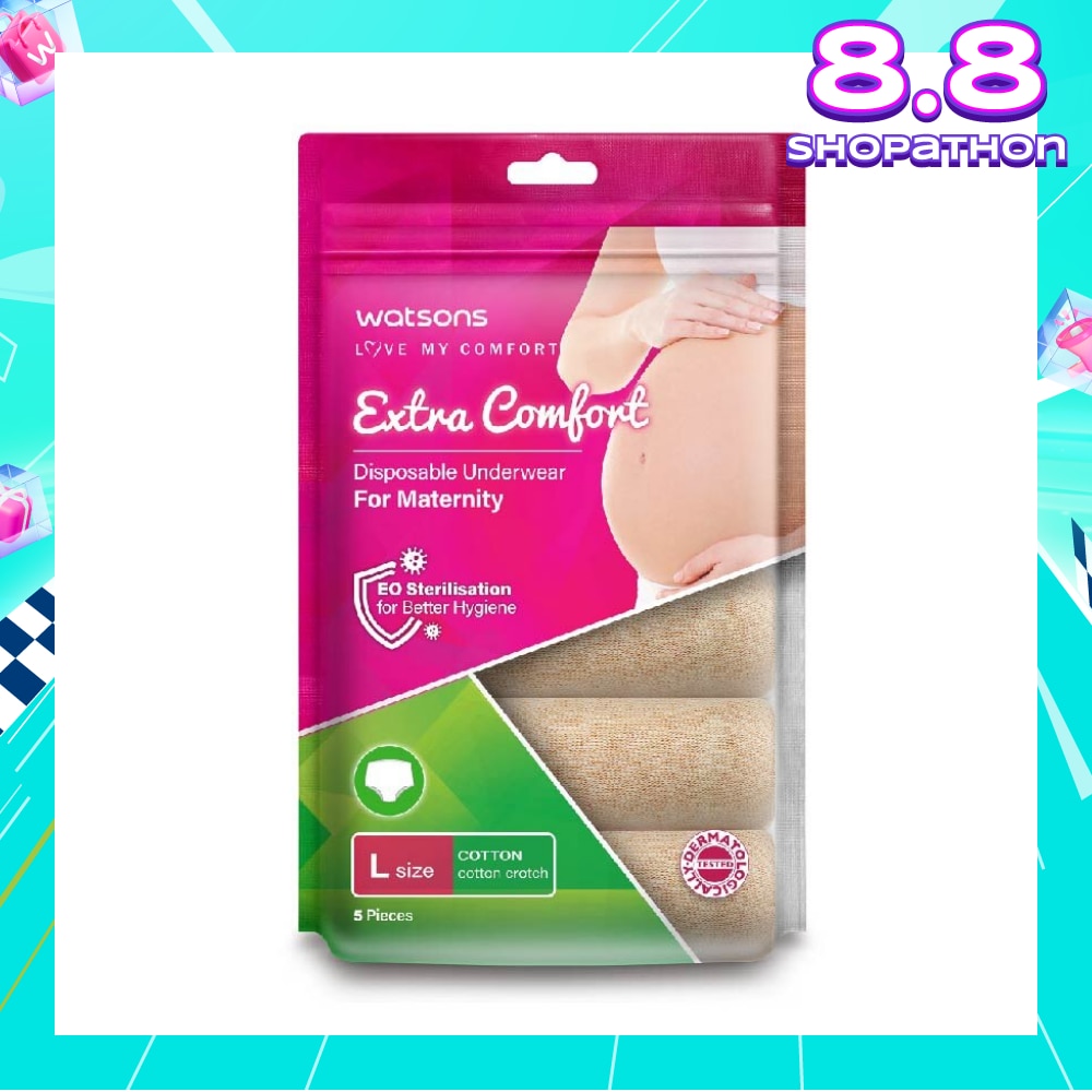 Extra Comfort Disposable Maternity Underwear for Ladies Size L (Cotton, Dermatologically Tested) 5s
