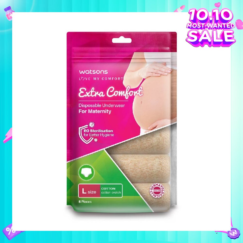 Extra Comfort Disposable Maternity Underwear for Ladies Size L (Cotton, Dermatologically Tested) 5s