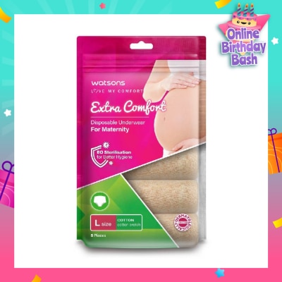 WATSONS Extra Comfort Disposable Maternity Underwear for Ladies Size L (Cotton, Dermatologically Tested) 5s