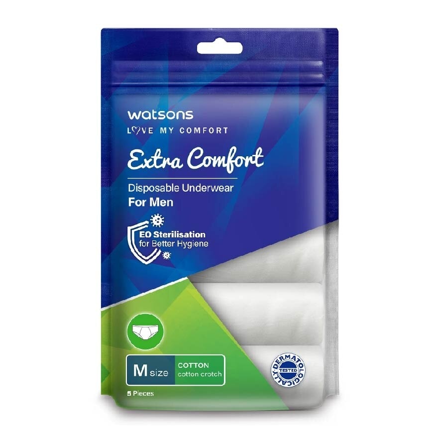 Extra Comfort Disposable Underwear for Men Size L (Cotton, Dermatologically Tested) 5s