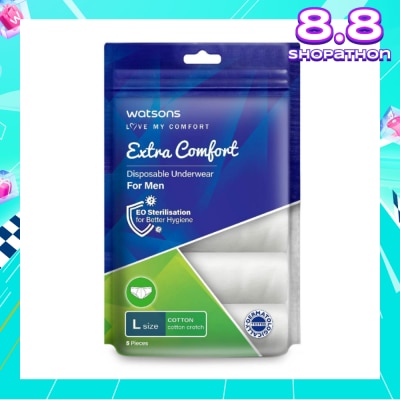 WATSONS Extra Comfort Disposable Underwear for Men Size L (Cotton, Dermatologically Tested) 5s