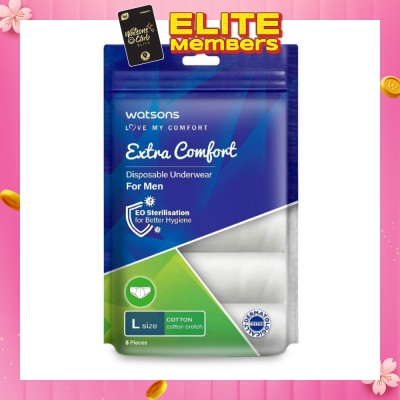 WATSONS Extra Comfort Disposable Underwear for Men Size L (Cotton, Dermatologically Tested) 5s