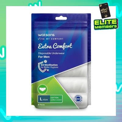 WATSONS Extra Comfort Disposable Underwear for Men Size L (Cotton, Dermatologically Tested) 5s