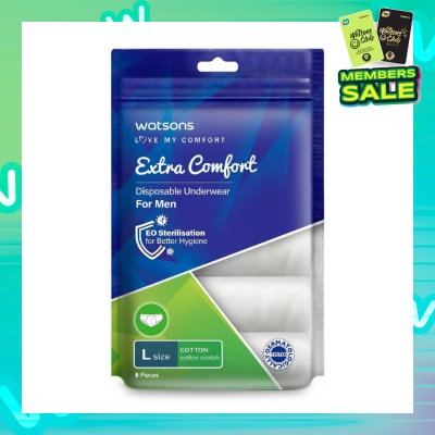 WATSONS Extra Comfort Disposable Underwear for Men Size L (Cotton, Dermatologically Tested) 5s