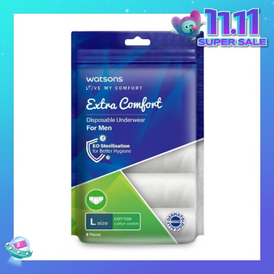 WATSONS Extra Comfort Disposable Underwear for Men Size L (Cotton, Dermatologically Tested) 5s