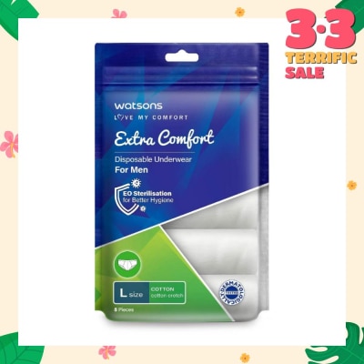 WATSONS Extra Comfort Disposable Underwear for Men Size L (Cotton, Dermatologically Tested) 5s