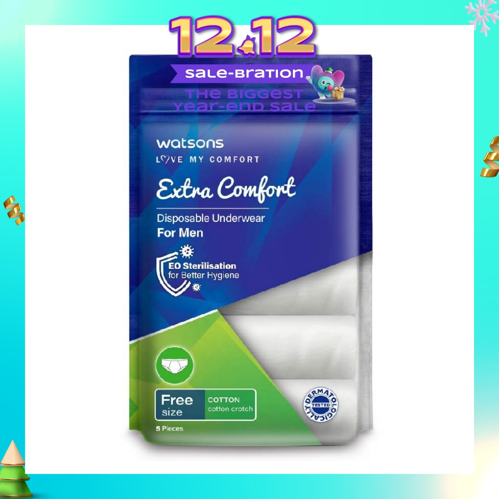 Extra Comfort Disposable Underwear for Men Free Size (Cotton, Dermatologically Tested) 5s