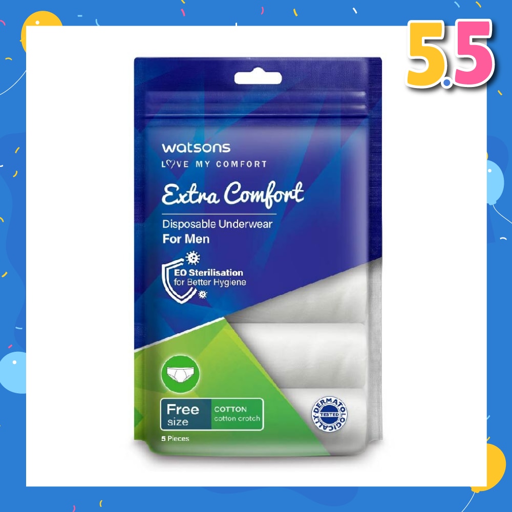 Extra Comfort Disposable Underwear for Men Free Size (Cotton, Dermatologically Tested) 5s