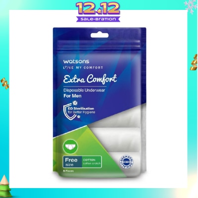 WATSONS Extra Comfort Disposable Underwear for Men Free Size (Cotton, Dermatologically Tested) 5s