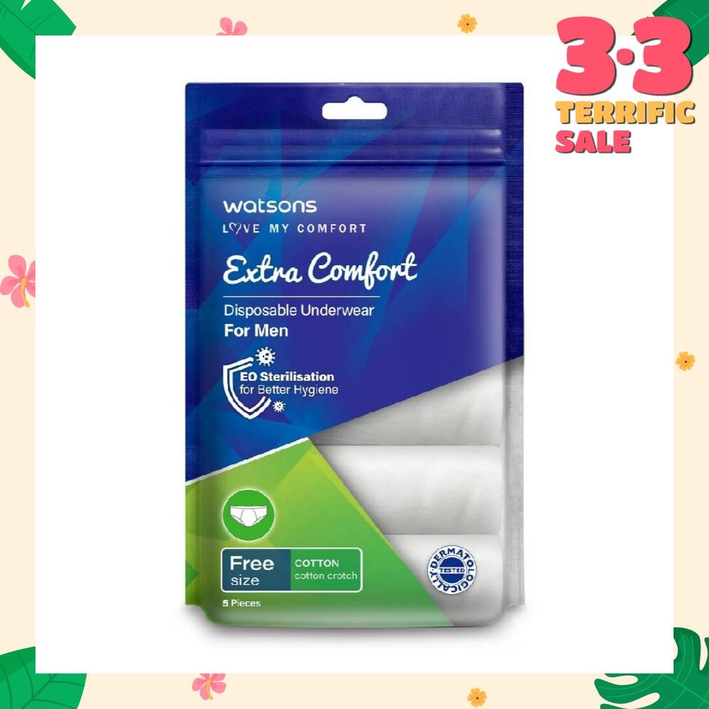 Extra Comfort Disposable Underwear for Men Free Size (Cotton, Dermatologically Tested) 5s