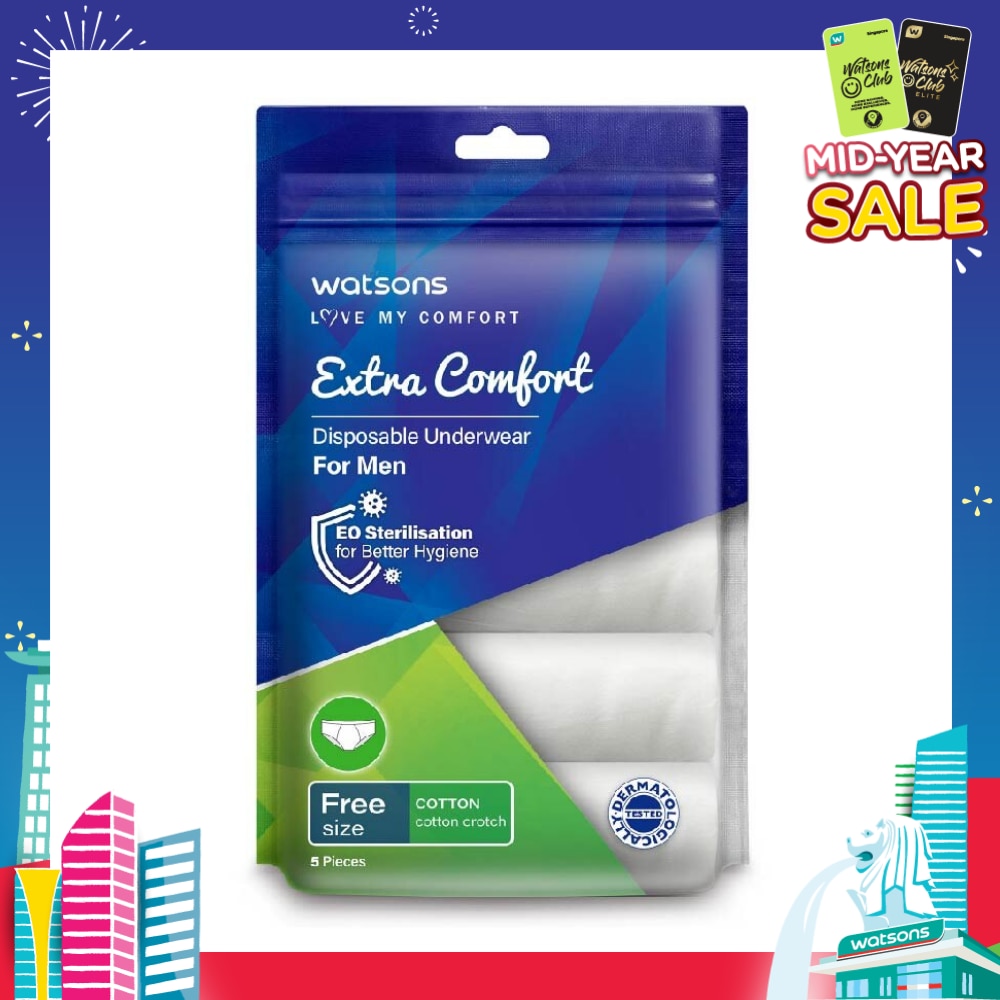 Extra Comfort Disposable Underwear for Men Free Size (Cotton, Dermatologically Tested) 5s