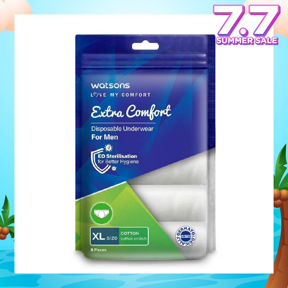 Extra Comfort Disposable Underwear for Men Size XL (Cotton, Dermatologically Tested) 5s