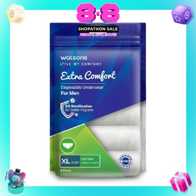 WATSONS - Extra Comfort Disposable Underwear for Men Size XL (Cotton, Dermatologically Tested) 5s