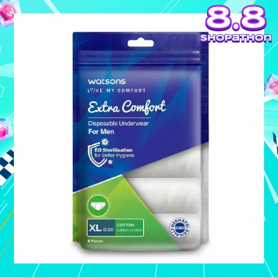 WATSONS Extra Comfort Disposable Underwear for Men Size XL (Cotton, Dermatologically Tested) 5s