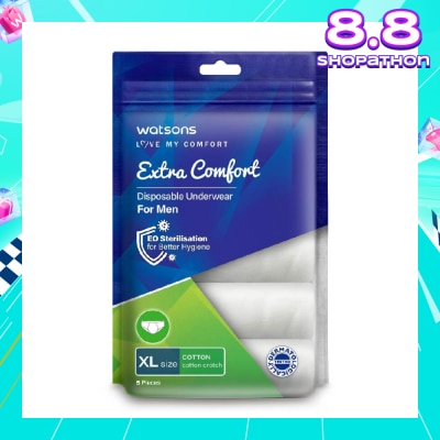 WATSONS Extra Comfort Disposable Underwear for Men Size XL (Cotton, Dermatologically Tested) 5s