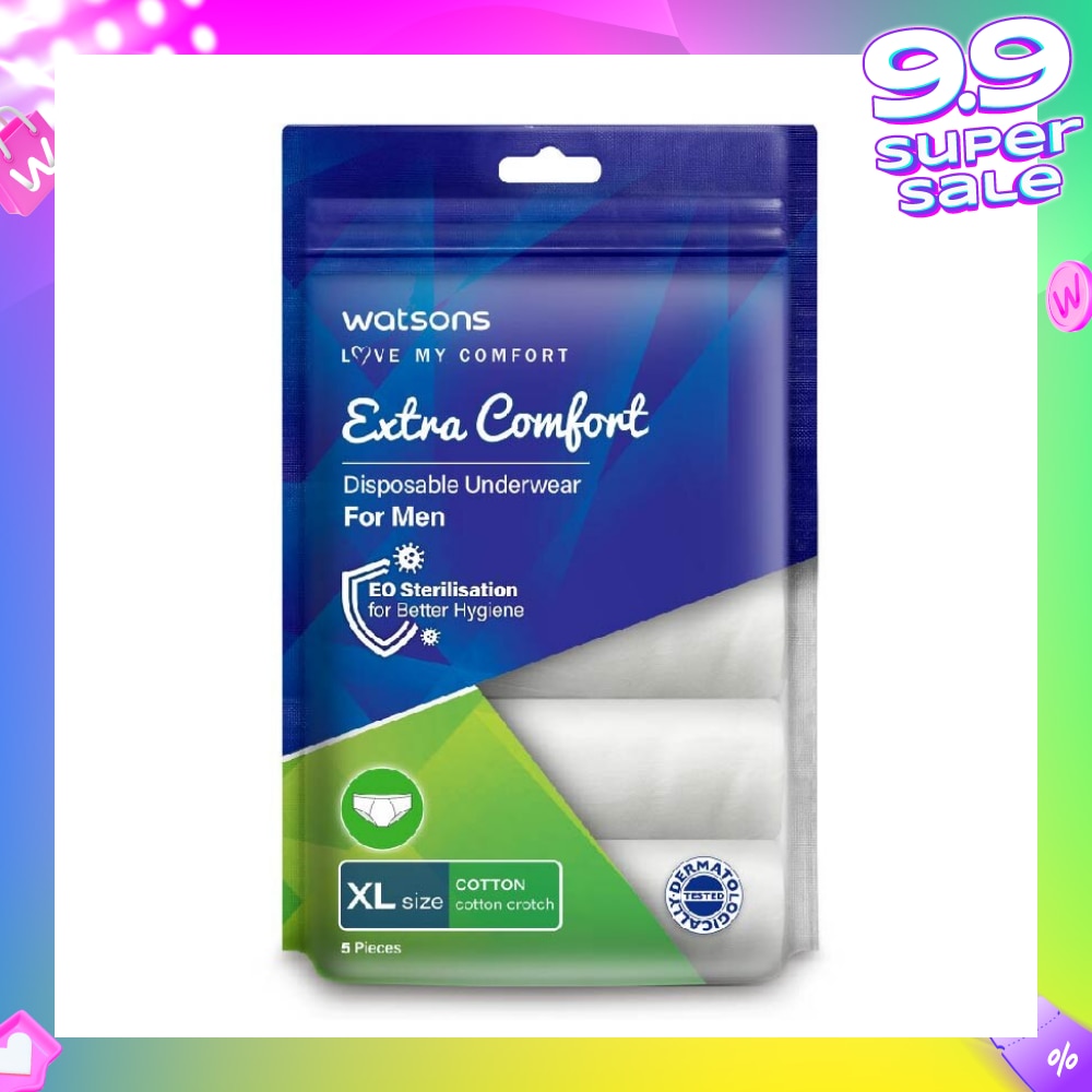 Extra Comfort Disposable Underwear for Men Size XL (Cotton, Dermatologically Tested) 5s
