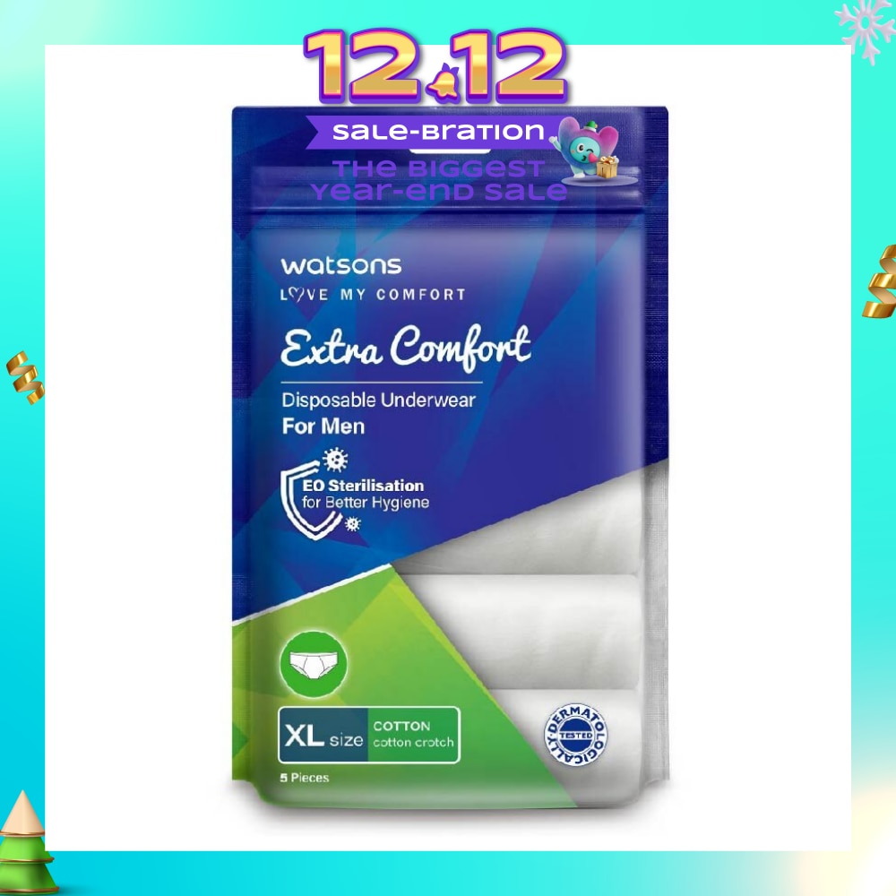 Extra Comfort Disposable Underwear for Men Size XL (Cotton, Dermatologically Tested) 5s