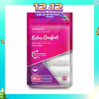 WATSONS Extra Comfort Disposable Underwear for Ladies Size M (Polypropylene, Dermatologically Tested) 7s