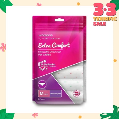 WATSONS Extra Comfort Disposable Underwear for Ladies Size M (Polypropylene, Dermatologically Tested) 7s