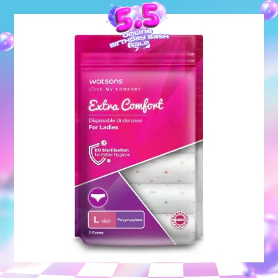 WATSONS - Extra Comfort Disposable Underwear for Ladies Size L (Polypropylene, Dermatologically Tested) 7s