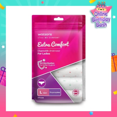 WATSONS Extra Comfort Disposable Underwear for Ladies Size L (Polypropylene, Dermatologically Tested) 7s