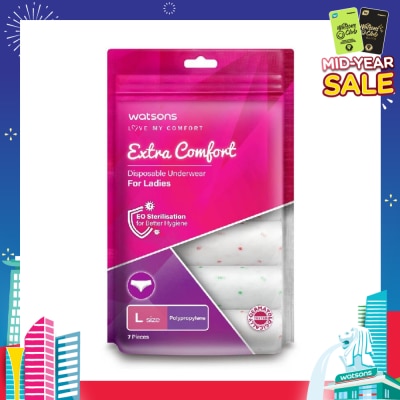 WATSONS Extra Comfort Disposable Underwear for Ladies Size L (Polypropylene, Dermatologically Tested) 7s