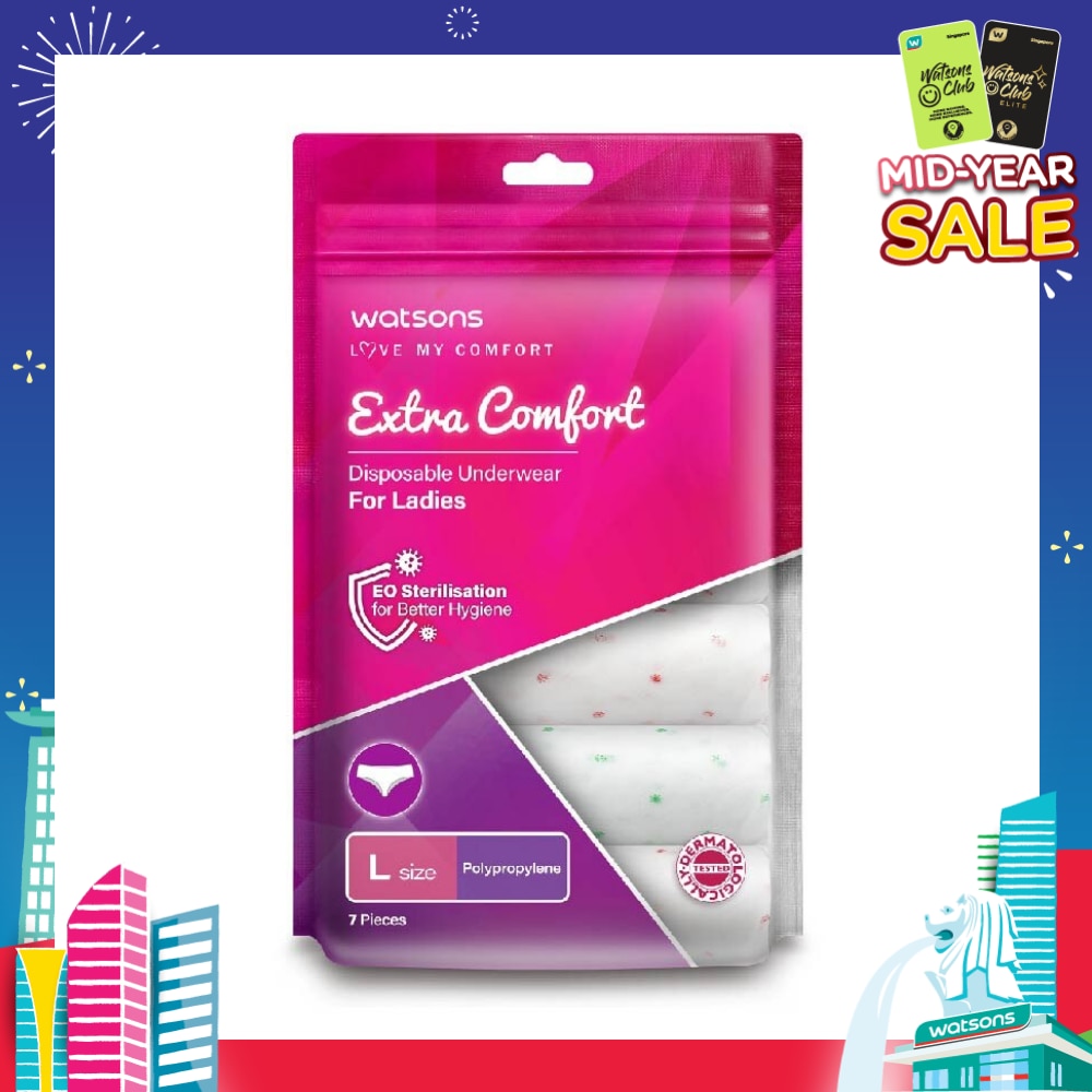 Extra Comfort Disposable Underwear for Ladies Size L (Polypropylene, Dermatologically Tested) 7s