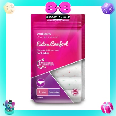 WATSONS - Extra Comfort Disposable Underwear for Ladies Size L (Polypropylene, Dermatologically Tested) 7s