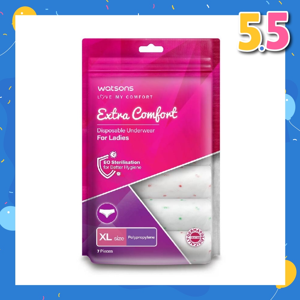 Extra Comfort Disposable Underwear for Ladies Size XL (Polypropylene, Dermatologically Tested) 7s