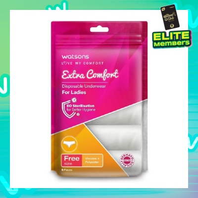WATSONS Extra Comfort Spunlace Disposable Underwear for Ladies Free Size (Dermatologically Tested) 5s