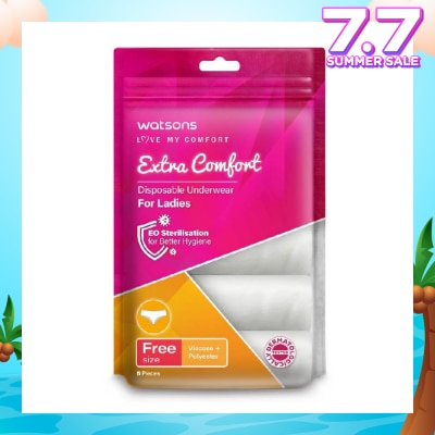 WATSONS Extra Comfort Spunlace Disposable Underwear for Ladies Free Size (Dermatologically Tested) 5s