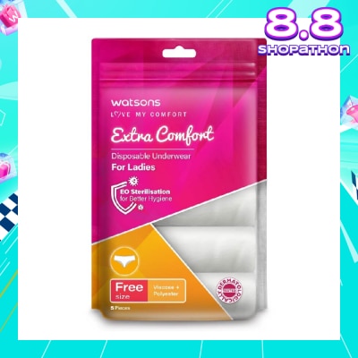 WATSONS Extra Comfort Spunlace Disposable Underwear for Ladies Free Size (Dermatologically Tested) 5s