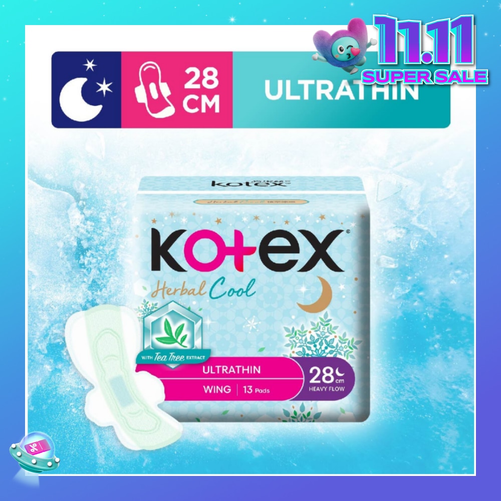 Herbal Cool Sanitary Pad Ultra Thin Wing Heavy Flow 28Cm 13s