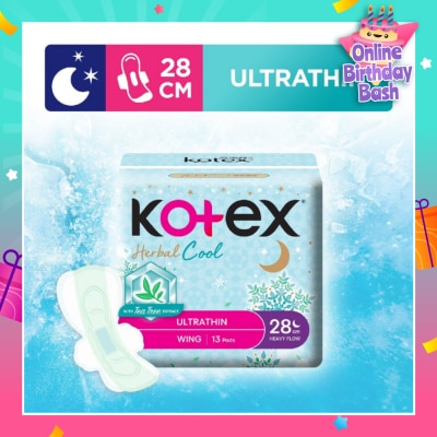 KOTEX Herbal Cool Sanitary Pad Ultra Thin Wing Heavy Flow 28Cm 13s