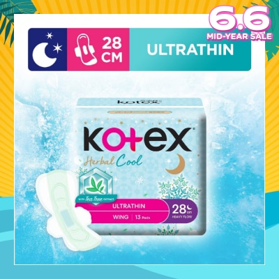 KOTEX Herbal Cool Sanitary Pad Ultra Thin Wing Heavy Flow 28Cm 13s