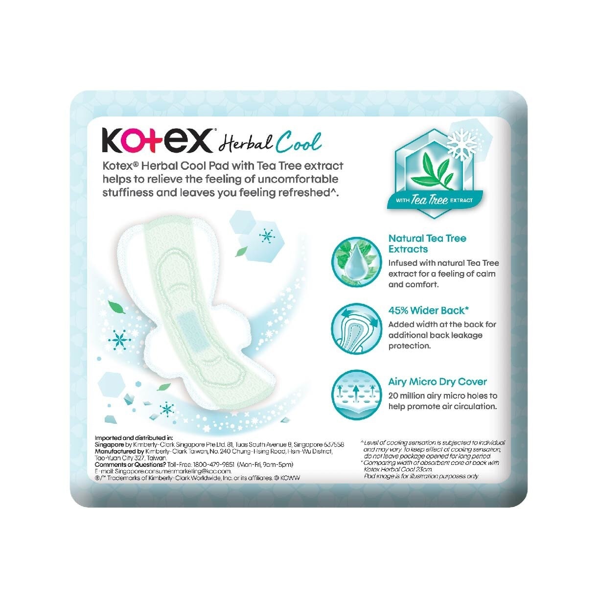 Herbal Cool Sanitary Pad Ultra Thin Wing Heavy Flow 28Cm 13s