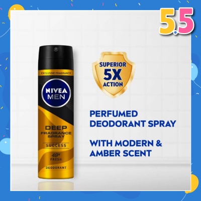 NIVEA Men Deep Fragrance Spray (Success), Perfumed Deodorant 150ml