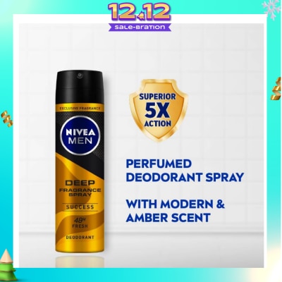 NIVEA Men Deep Fragrance Spray (Success), Perfumed Deodorant 150ml