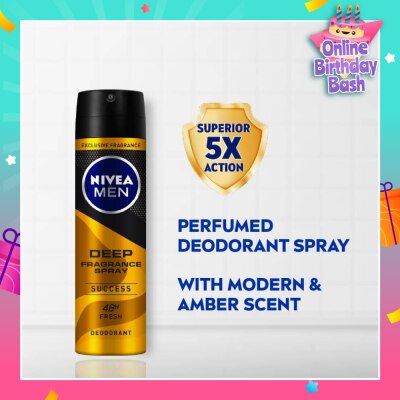 NIVEA Men Deep Fragrance Spray (Success), Perfumed Deodorant 150ml